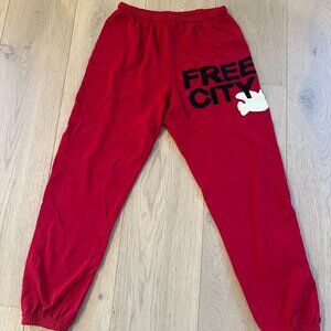 BRAND NEW w/TAGS FREE CITY LOGO COTTON SWEATPANTS Size S RED Valentines Day Gift